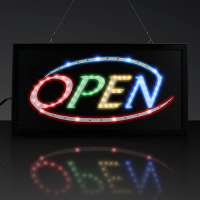LED Light Up OPEN Sign, Plug-In Chasing Lights - BLANK