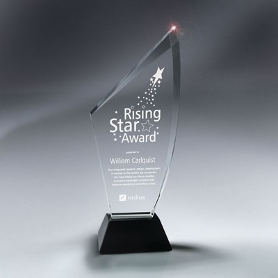 Small Optic Crystal Reaching Arch on Black Glass Base