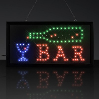 LED Light Up BAR Sign, Plug-In Moving Lights - BLANK