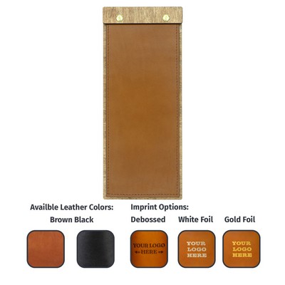 Customized Full-Grain Leather and Wood Wine Menu cover- Wine list, beer list, dessert list